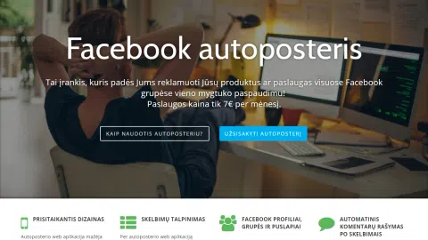 Parduodamas FB autoposterio paslaugos teikimo puslapis su pelnu nereikalaujantis daug laiko priežiūrai - 1